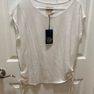 Chaser Cream Short Sleeve Tee with Side Ties